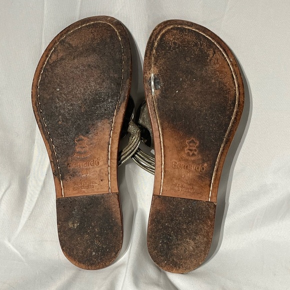 Bernardo Bronze / Silver Medallion Embellished Leather Thong Sandal - $198 - Picture 8 of 10